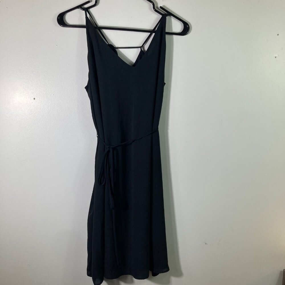 Womens Loft V Neck Halter Belted Lined Dress‎ Black Med NWT Polyester